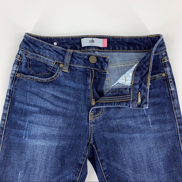 Cabi Clothing Authentic High Straight Dark Wash Distressed Jeans, #3561, 2 - Picture 5 of 16